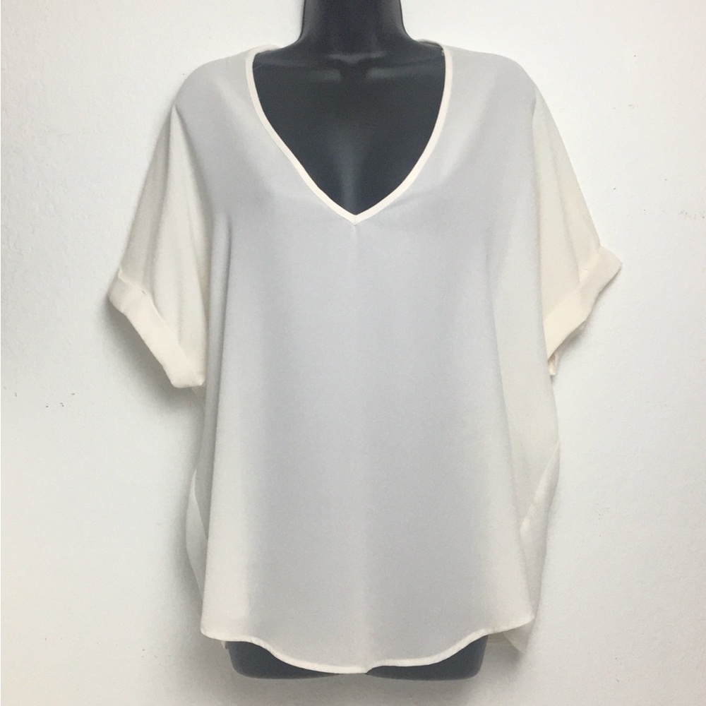 Nordstrom Lush Oversized Cream Women's V-Neck Top (Size M)